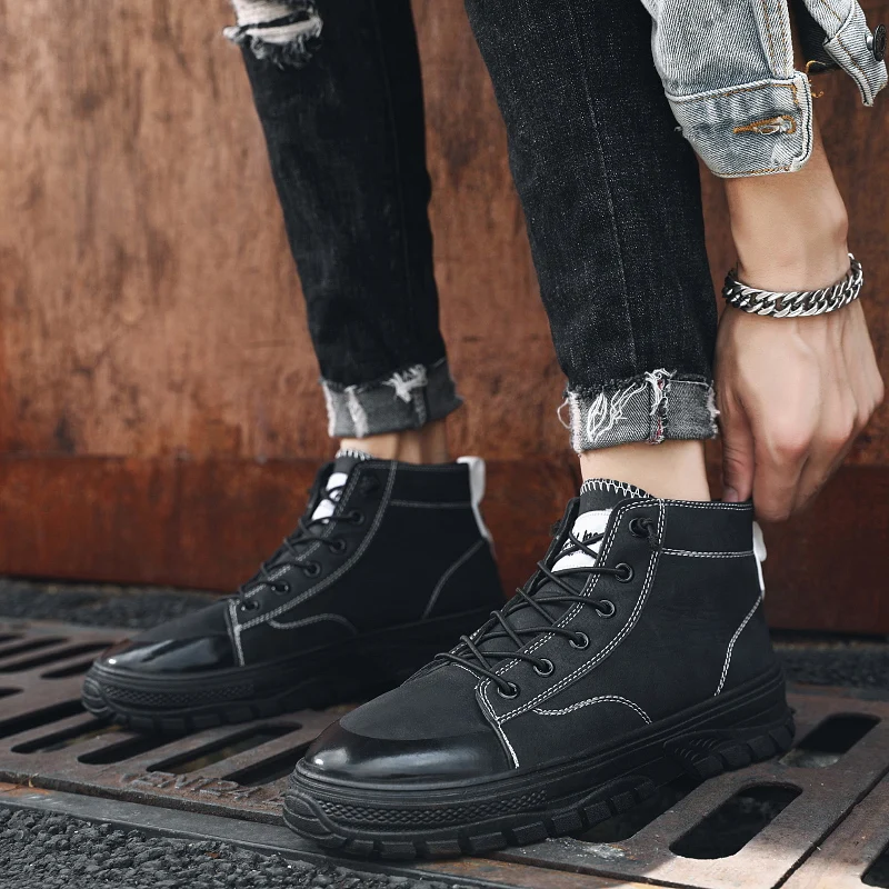 AODLEE/зимние ботинки мужская обувь модные мужские теплые ботильоны на шнуровке
