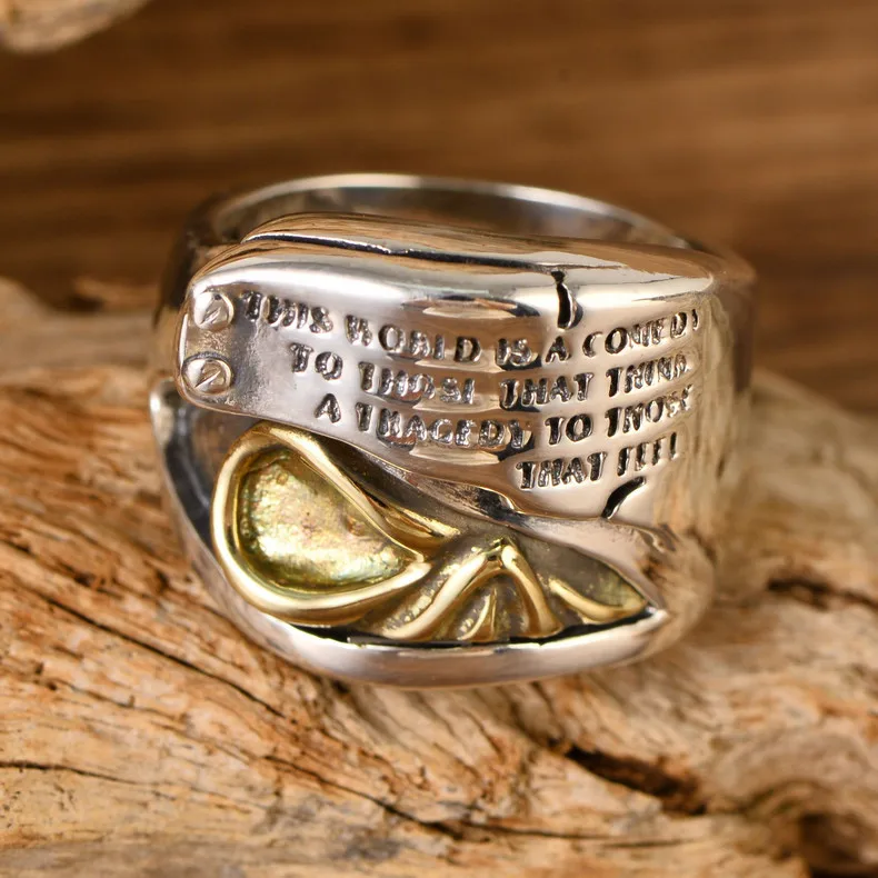 

New Creative Design Hand-Carved English Letter Ring Men's Personality Punk Trend Accessories Gift