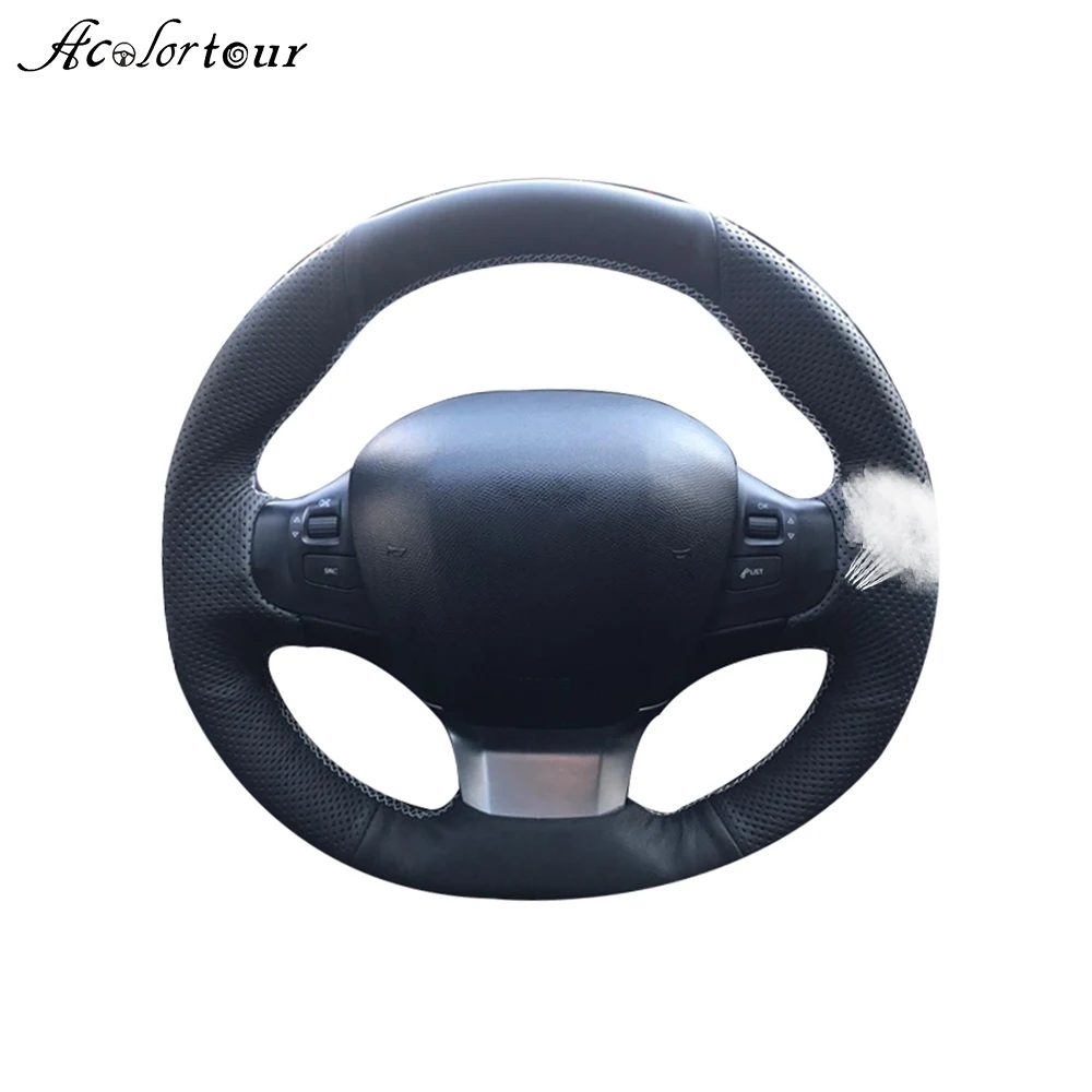 Сделай Сам натуральная кожа стежок чехол на руль автомобильные аксессуары для