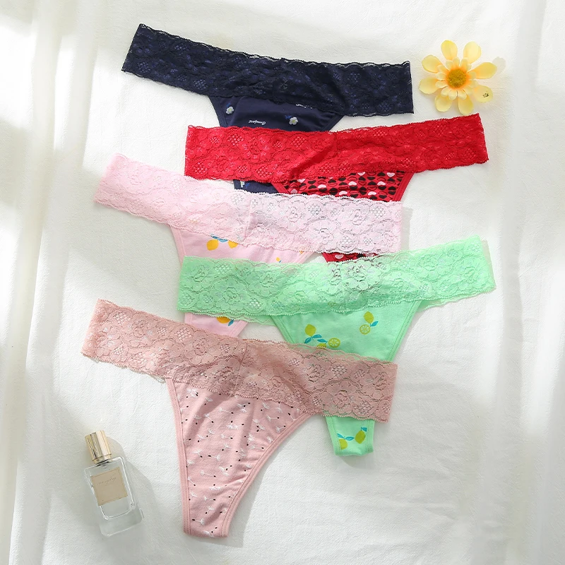 

Women's Sexy G-String Panties Lace Breathable Thong Underwear Low-Waist Female Underpants Intimates Temptation Briefs Lingerie