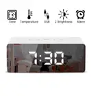 Настольные часы с цифровым дисплеем и функцией запоминания температуры, светодиодный зеркальный будильник