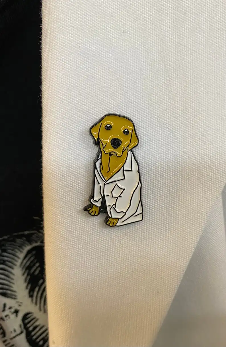 Laboratory Science Dog Pin Labrador Retriever Puppy Soft Enamel Lapel Cute Animal Badge Brooch | Украшения и аксессуары