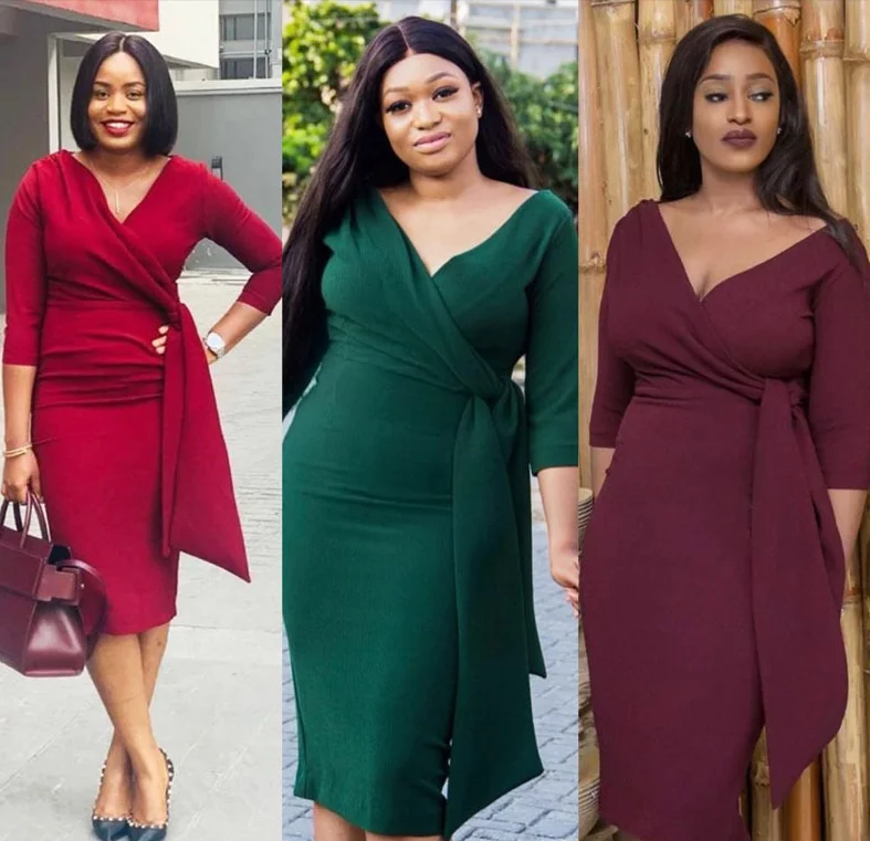 

Новые стильные африканские платья для женщин Дашики, летнее однотонное Африканское платье с V-образным вырезом, облегающая африканская одежда, женское платье, 2020