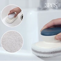 3pcs sponge countertop brush with handle multifunctional kitchen bathroom cleaning brush baiji cloth for washing dishes and pans