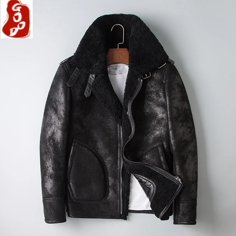 

2021 Natural Fur Coat Men Sheep Shearling Short Male Jacket Motorcycle Mens Jackets and Coats Plus Size 5xl Hommes Veste