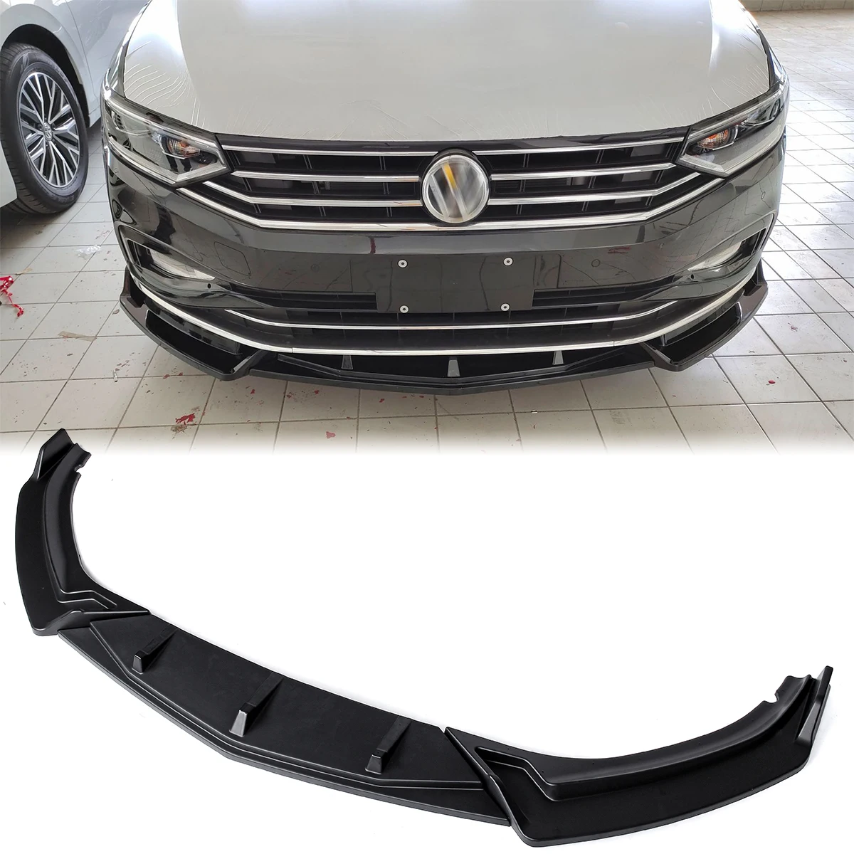 Комплект из 3 предметов черное углеродное волокно переднего бампера для губ