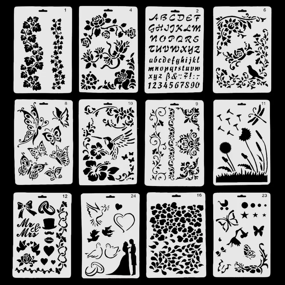 12 шт. разные стили пластиковые полые бабочки Цветочный Рисунок трафареты шаблоны