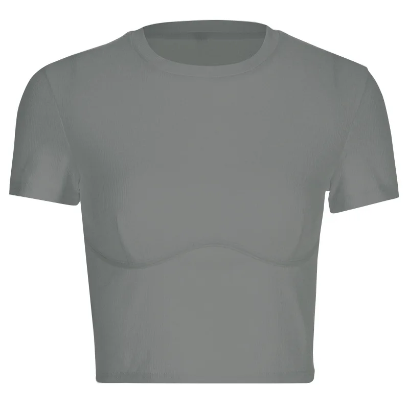 

Casual Basic White Crop Top T Shirt Elegant Ribbed Culture Short Sleeve Tshirt Woman High Top Cotton Street Tshirts