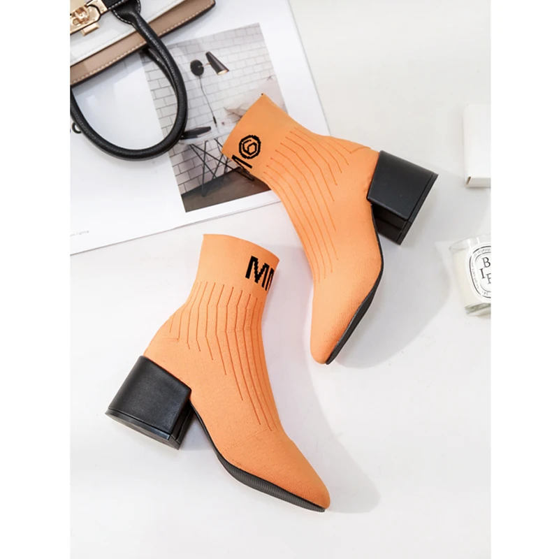 Wellwalk/ботинки с розовыми носками женские ботинки на блочном каблуке Стрейчевые