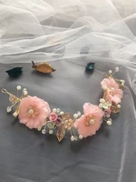 light pink flower headband wedding bohemian wreath hairband party floral girl hair accessories garland headpiece