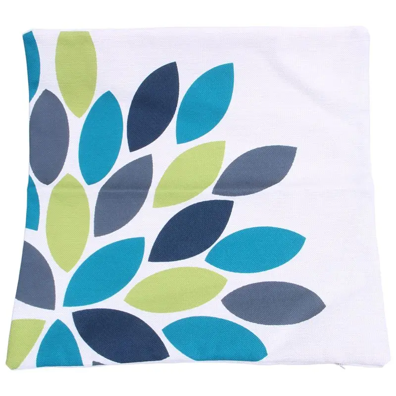 Big deal Vintage Geometric Flower Cotton Linen Throw Pillow Case Cushion Cover Home Decor 14. Blue Green Leaves | Дом и сад