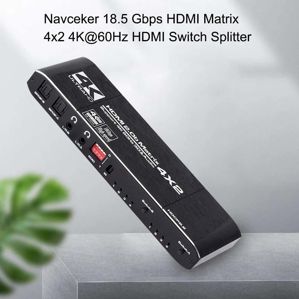 Kebidu 3D 4K @ 60Hz матрица 4x2 HDMI-совместимый переключатель сплиттер с SPDIF и L/R 3 5 мм HDR