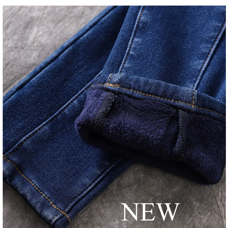 

High Waist Patch Work Stretch Skinny Pencil Pants Denim Ladies 5XL Woman Jeans Plus Size Thinck Velvet Winter Warm Trousers