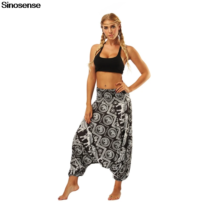 

Женские спортивные штаны-шаровары для фитнеса и танцев с принтом слона, шаровары Аладдина, хиппи, брюки 2020, богемные мешковатые штаны в стил...