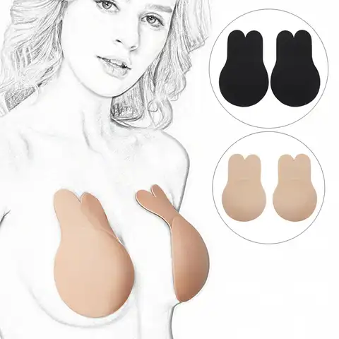 Women Anti-Bump Rabbit Breast Lifter Female Cloth Rabbit Ears Chest Sticker Girls Strapless Anti-Sagging Invisible Ladies Bra