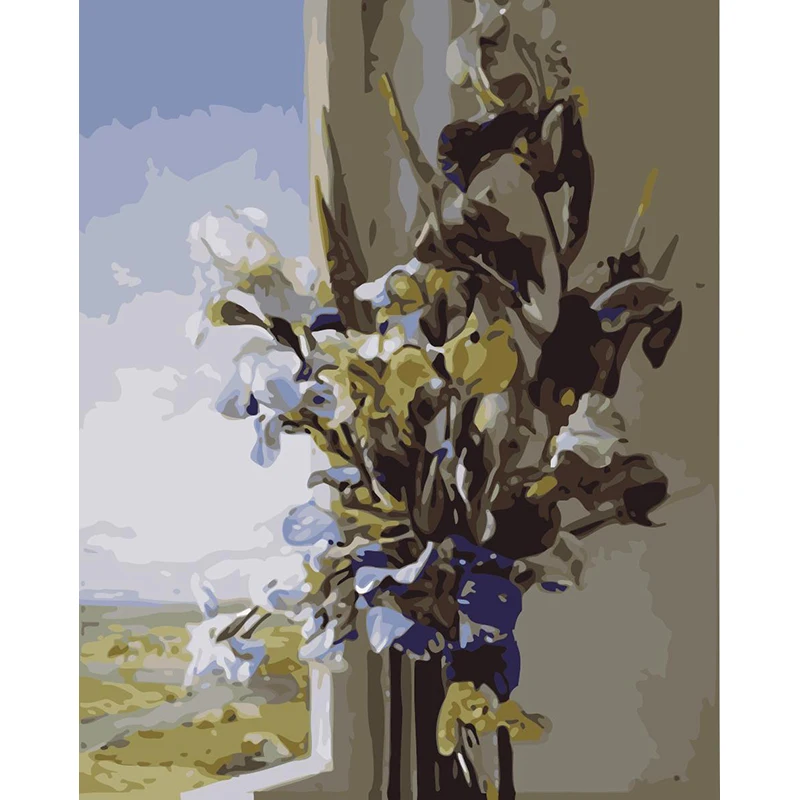 ROYALDREAM букет хризантем Абстрактная живопись своими руками цифровая по номерам