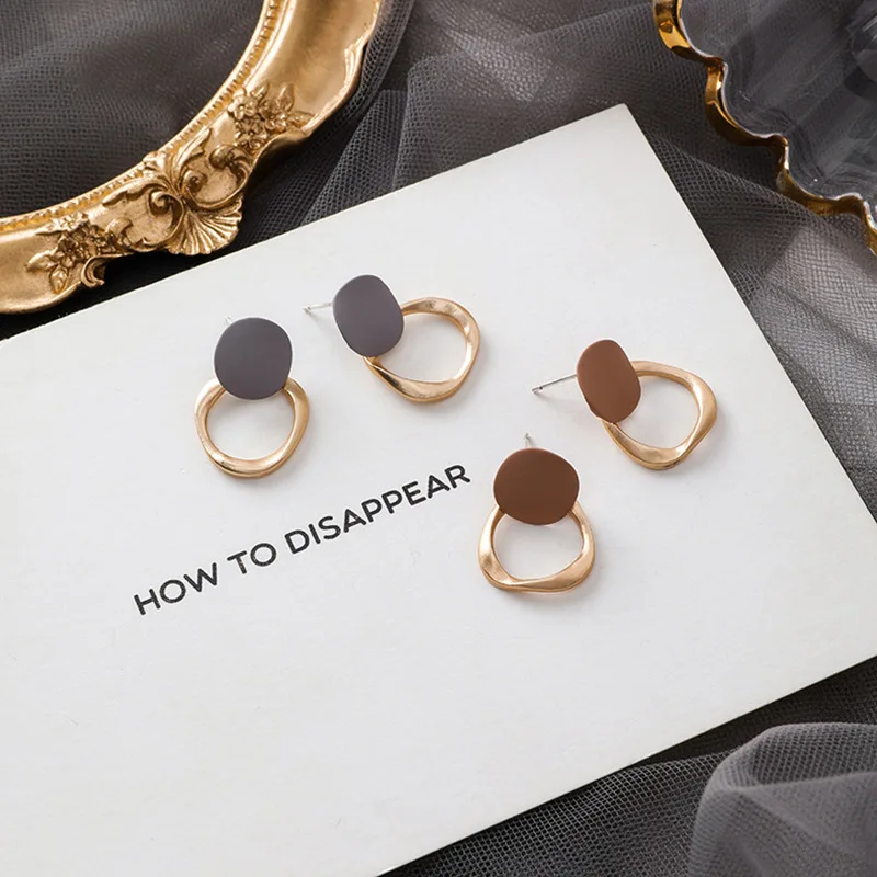 Серьги подвески в Корейском стиле женские простые матовые металлические