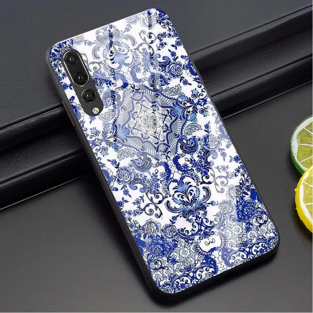 K0003106 Сапфировое Нефритовое витражное стекло мандалы чехол для телефона huawei Honor 10 Lite чехол 9 7A P10 P20 P30 PRO P Smart mate 20 Lite стекло - Цвет: K0003106