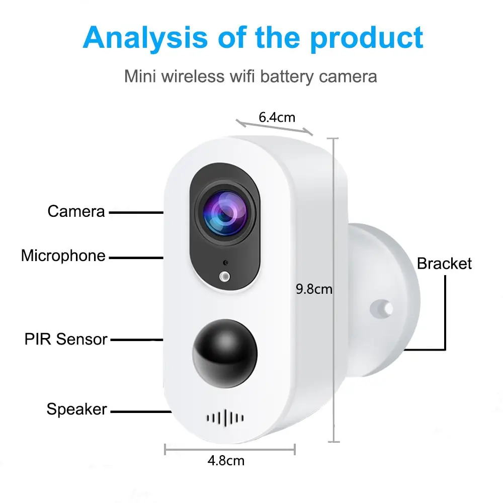 

Battery Powered 1080P Waterproof Outdoor IP Camera Tuya Smart Life Night Vision Motion Detect support Solar Panel Alexa Google