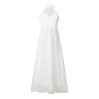 white elegant chiffon party dress for girls kids halter sleeveless backless lace dress wedding birthday flower girl dresses