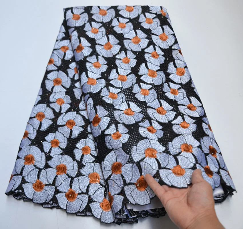 Высококачественная кружевная ткань из 100% хлопка с вышивкой швейцарская вуаль