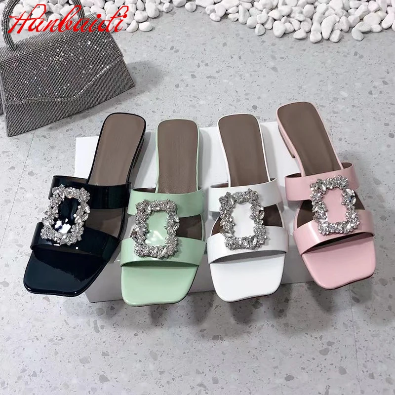 

Women Summer Slippers Luxury Crystal Decor Women Sandals comfortable Flipflops summer crystal buckled decor slipper Beach Sandal