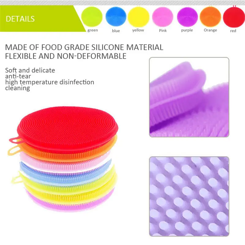 5pcs/lot Kitchen Brushes Silicone Dish Cleaning Brush Bowl Pot Pan Clean Wash Cleaner Dishwashing Sponges Scouring Pads | Дом и сад