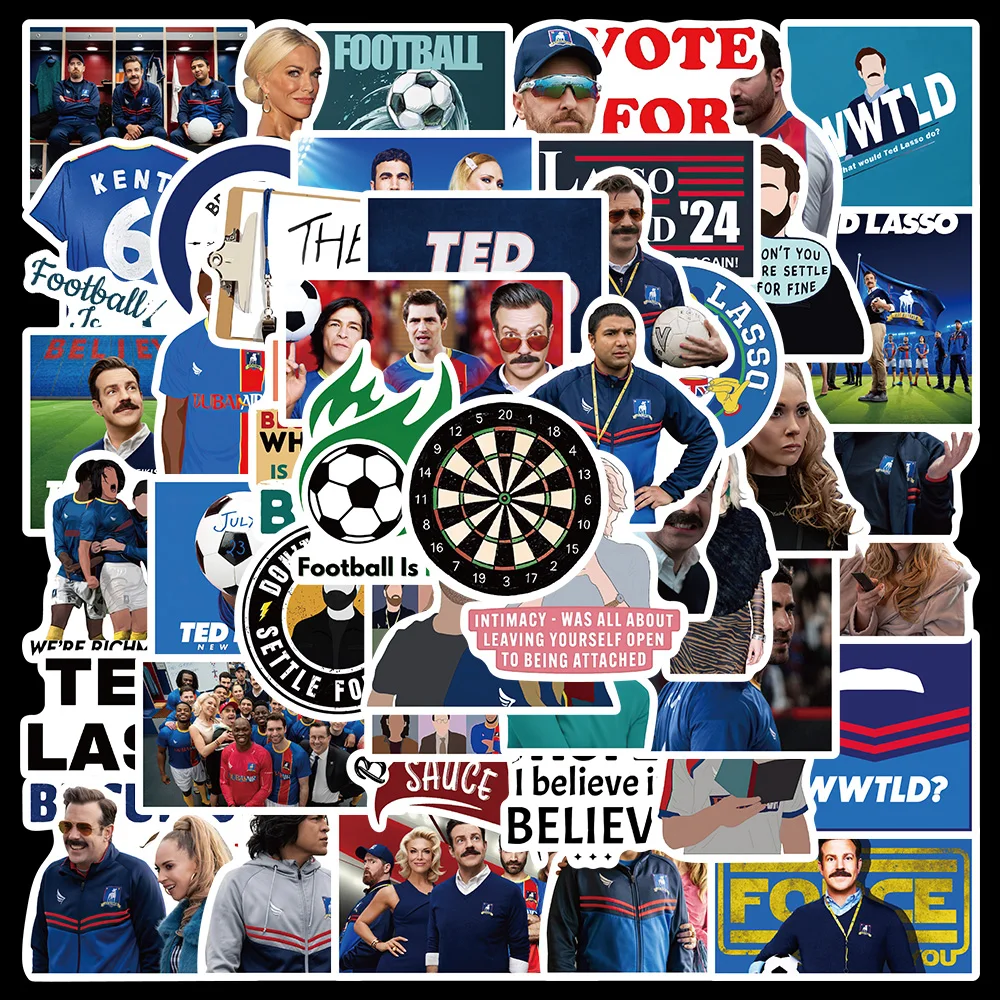 

10/50PCS TV Show Ted Lasso Football Stickers For Kid Toy Guitar Skateboard Car Laptop Luggage Graffiti Decal Stickers Waterproof