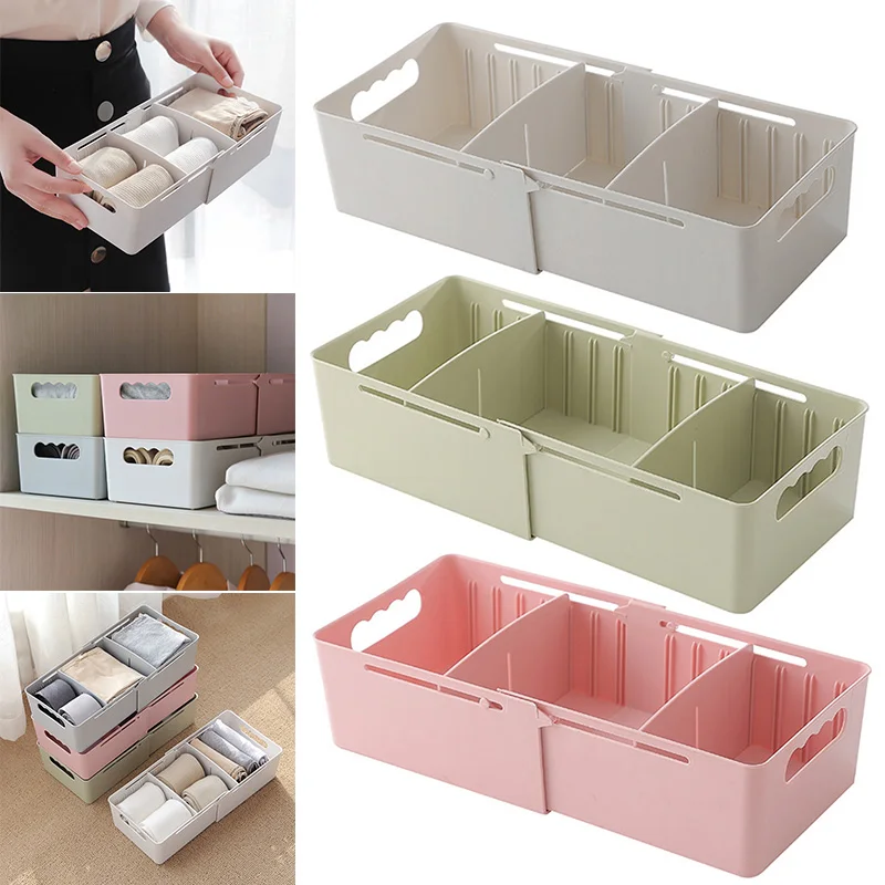 

Multifunctional Retractable Partition Storage Box Underwear Divider Drawer Lidded Closet Interior for Ties Socks Shorts