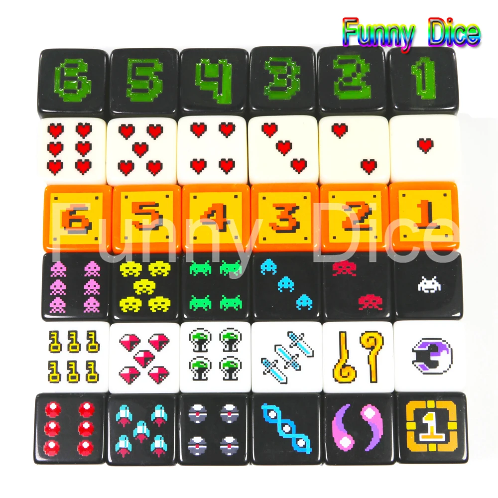 1pc of each style 6 style for choose 18mm Digital D6 Dice Set 6pcs/set, Plastic 6 Sided Cube for Poker Card Game/Education Gambling,Board Game - Цвет: 1pc of each style