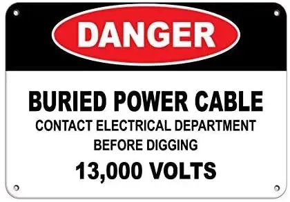 

Силовой кабель BIN SHANG, потайной, контактный, до копания, 13000 в, Алюминиевый металлический знак, 8X12 дюймов
