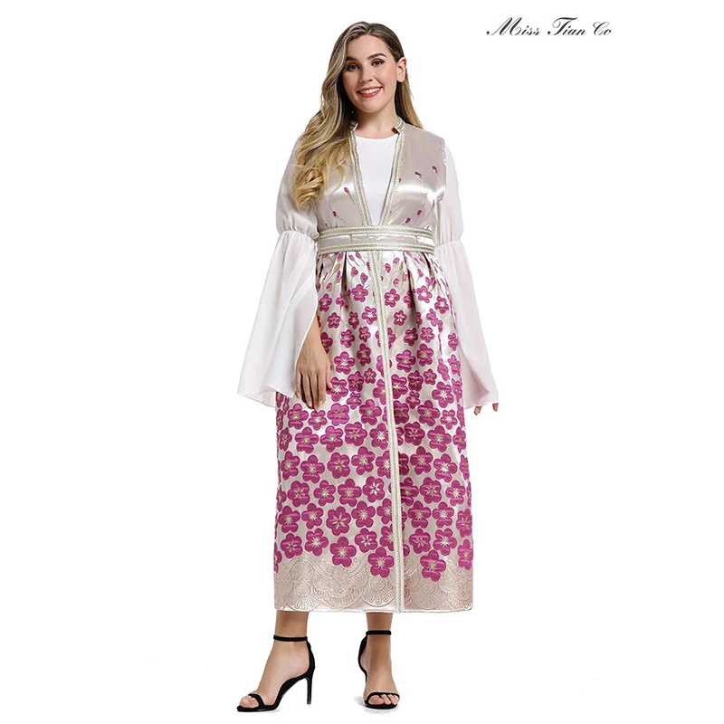 2021 Абая длинные весенние женские платья с рукавом бабочкой большого размера плюс