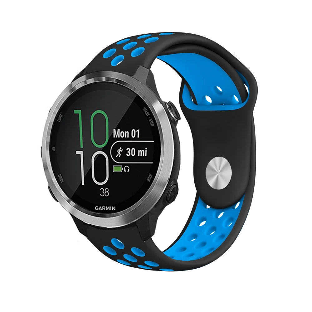black blue Цветной мягкий силиконовый ремешок для часов Garmin Forerunner 645 Vivoactive3 3 Vivomove HR Смарт-часы сменный Браслет - Цвет: black blue