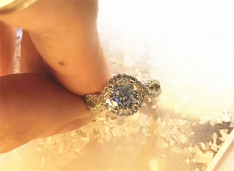 Cross 925 silver ring finger Fashion 1ct round Simulated Diamond CZ Rings for Women | Украшения и аксессуары