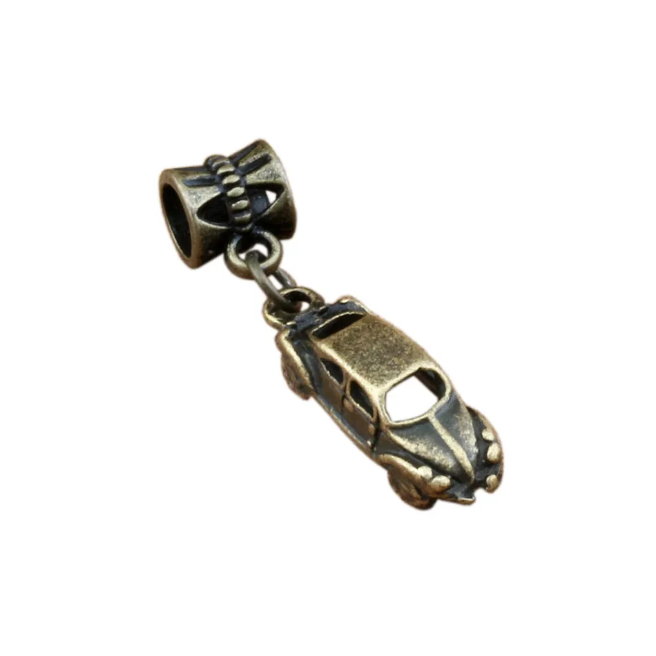 

100pcs/lot Dangle Antique Bronze Car Charm Big Hole Beads Fit European Charm Bracelet Jewelry 7x32.5mm A-290a