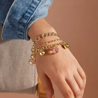 yada gold color round beads alloy braceletsbangles for women friendship multilayer jewelry bracelets pulseira feminina bt210044