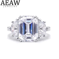 luxury 5ct 1 5carat moissanite ring solid 18k white gold engagement ring emerald cut lab grown diamond wedding ring for women