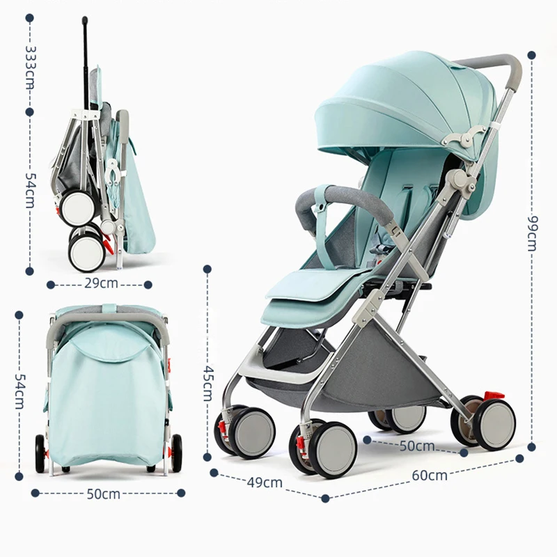 

Infant Folding Stroller Children's Telescopic Trolley Foldable Baby Carriage Children's Portable High Landscape Cart Pram