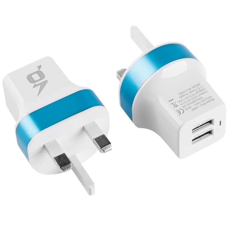 Сетевое зарядное устройство с 2 портами USB в английском стиле портативное