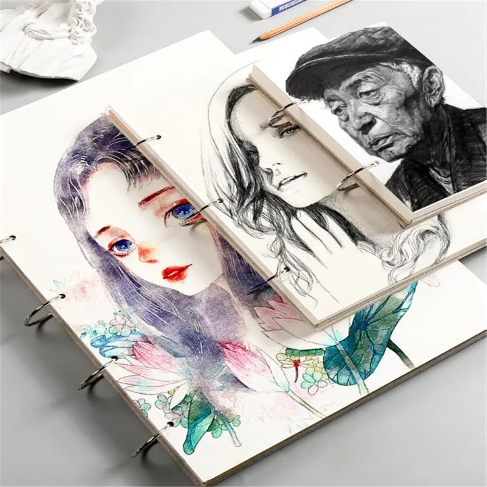 

16K/32K Retro Spiral Sketchbook Detachable Burlap Notebooks Cover Student Hardcover Art Drwaing Stationery School Supplies