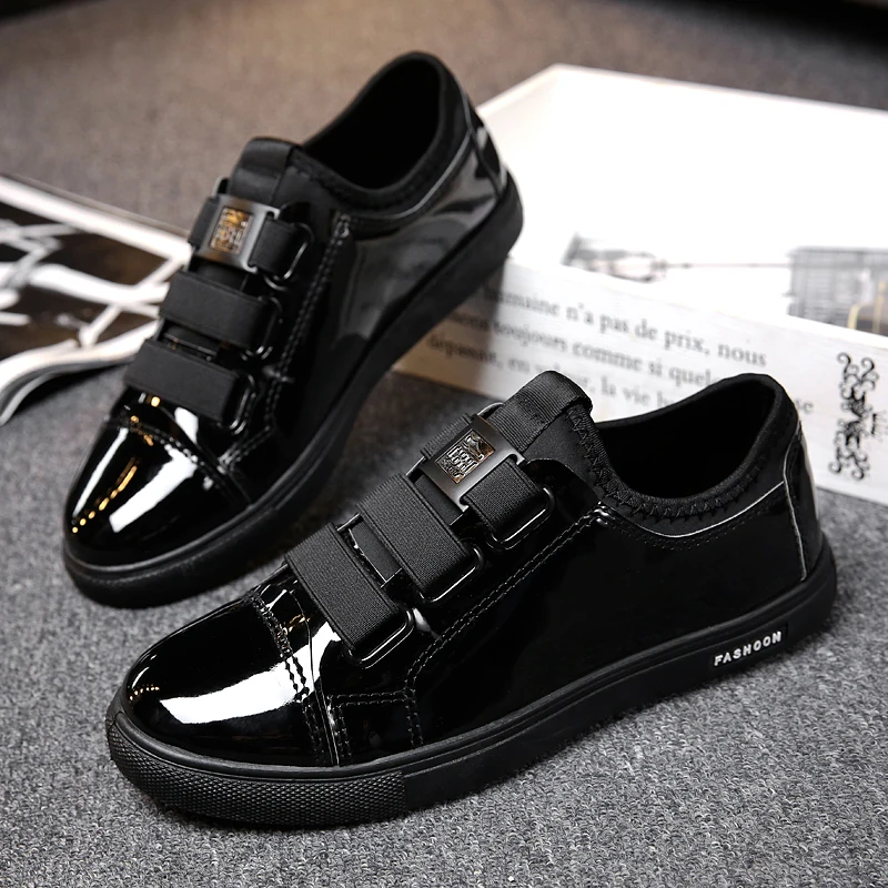 

Glossy Leather informal Shoes Banquet Light Erkek Ayakkabi Men Leisure Shoes Resistant Male Hook&Loop Casual Sports Footwear