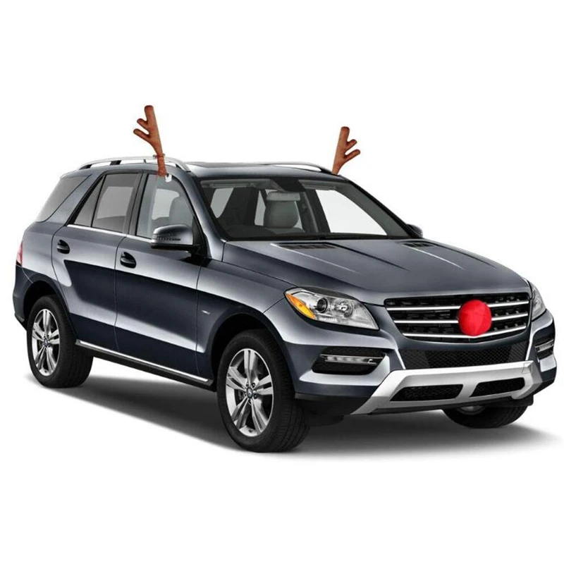 Автомобильные оленьи рога и нос-окно на крыше решетка Рудольф олень колокольчик