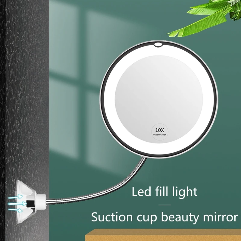 Увеличительное зеркало для макияжа на гибкой ножке с 10-кратным увеличением и