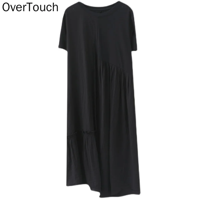 

2021 Plus Size Summer Dress Sundress Women Vestidos Lady Long Dress Loose Casual Pleated Solid Black Dress Cotton Linen