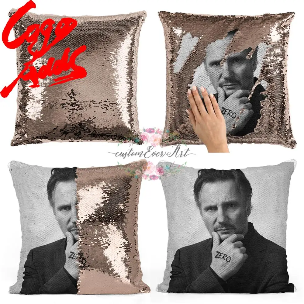 Лиам несон подушка с блестками | Наволочка Двухцветная Подарок для нее Него