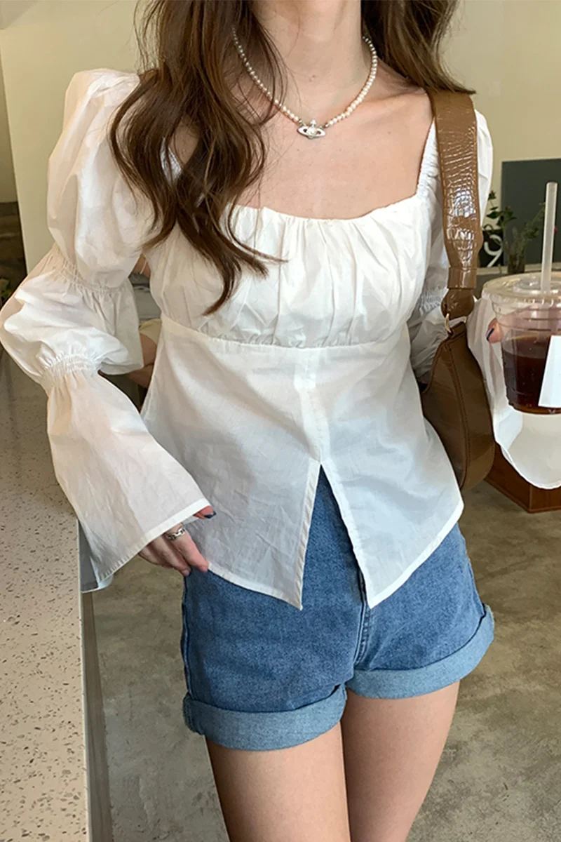 Футболка в французском стиле Дворцовая маленькая приталенная рубашка с