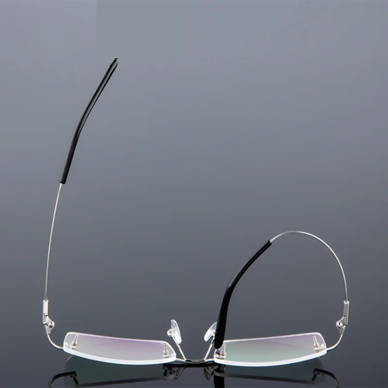 Anti Blue Light Titanium Alloy Framless Square Myopia Glasses Women Men Rimless Prescription Eyeglasses 0 -0.5 -0.75 To -6.0