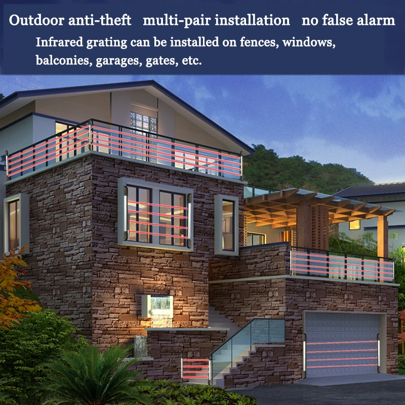 

60M infrared grating infrared on the radio alarm outdoor fence door and window anti-theft device infrared detector outdoor