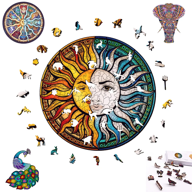 Уникальные деревянные головоломки с животными волк тигр пазл подарок Обучающие