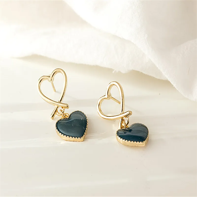 Metal melting love shape earrings fashion women wear wind drops glaze heart-shaped earrings accessories